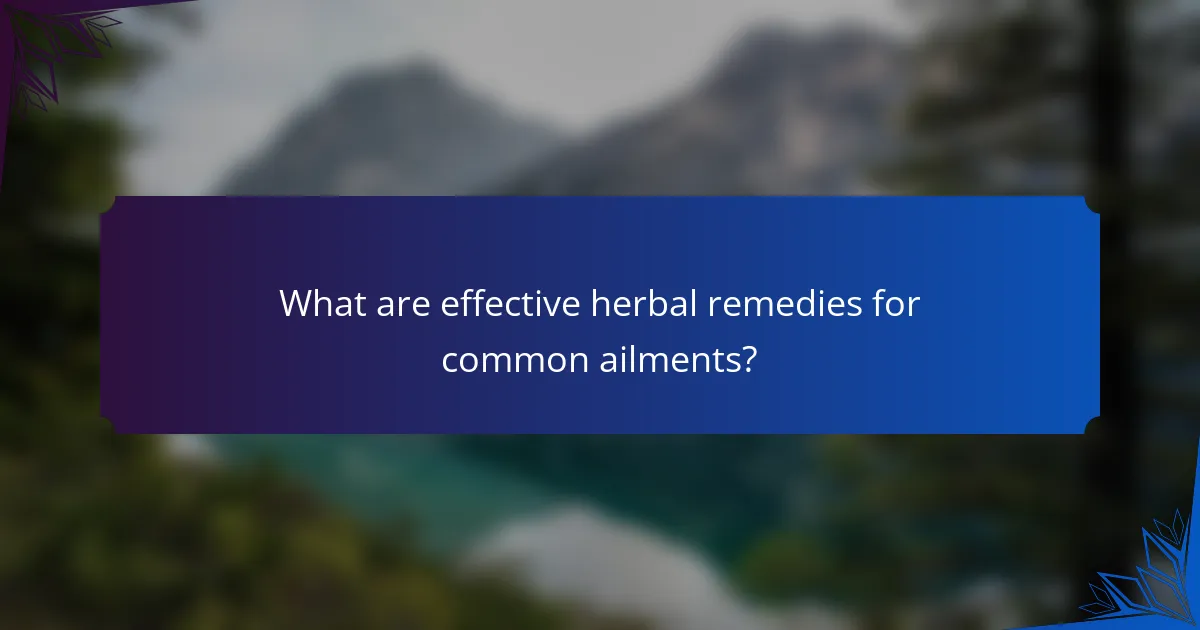 What are effective herbal remedies for common ailments?