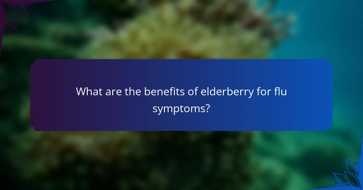 What are the benefits of elderberry for flu symptoms?