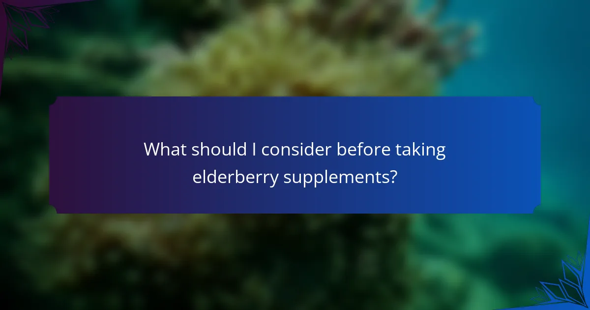 What should I consider before taking elderberry supplements?